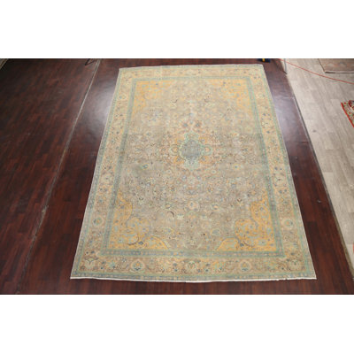 One-of-a-Kind 9'1" X 12'9" 1950s Wool Area Rug in Brown