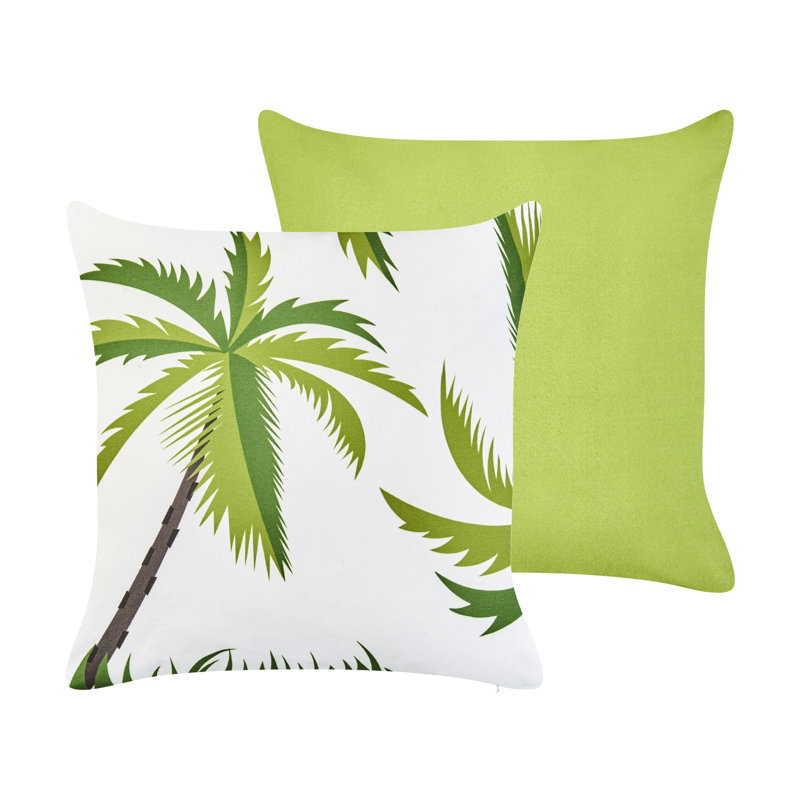 Indoor / Outdoor Green, White Square Cushion