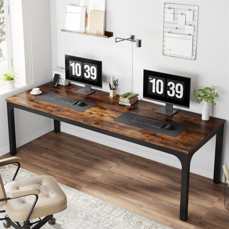 Bureau d'ordinateur l 78,74 po Perello, Brun rustique / noir