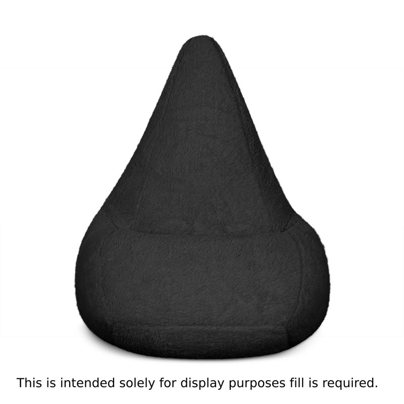 Large Sherpa Bean Bag Cover, 27" H x 28" W x 38" D, Black Faux fur