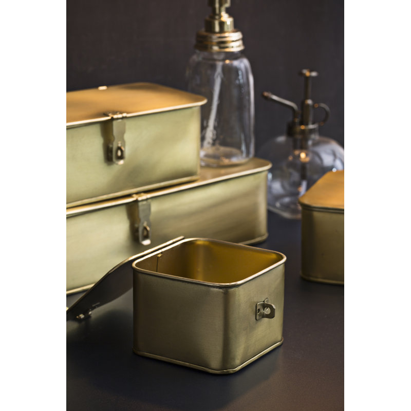Lesli Long Decorative Metal Boxes with Lid, Gold