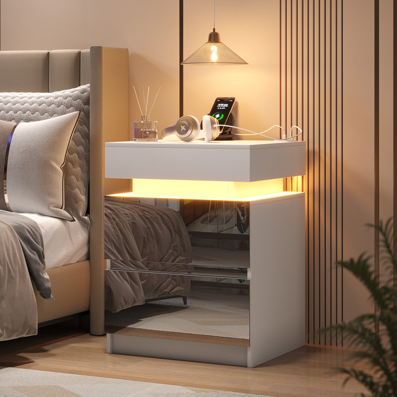 45cm W Bedside Table, White
