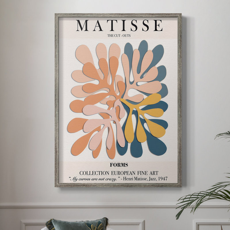 Matisse CXCIV, reproduction d'art encadrée - bois massif, Argent rétro, H 15 po x l 12 po