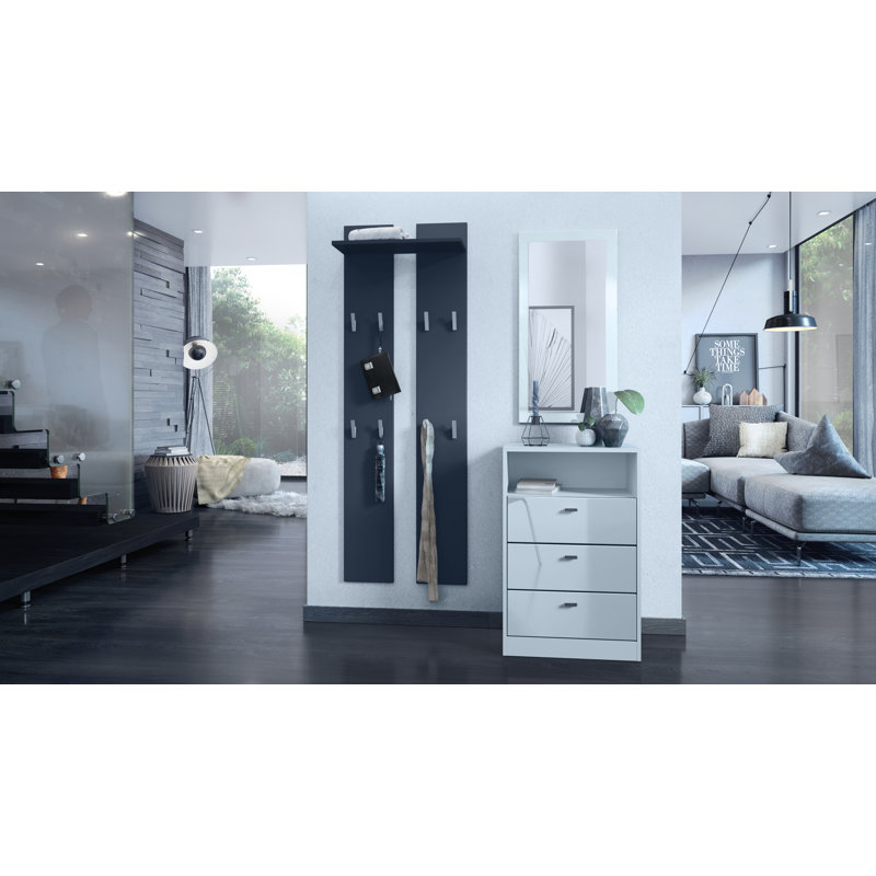 Gavrielle 56cm W 3 - Drawer Chest of Drawers, White Matt/White High Gloss