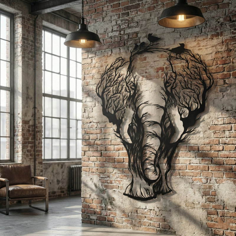 Éléphant, décoration murale en métal pour la maison et l'extérieur - Décoration murale géométrique murale
