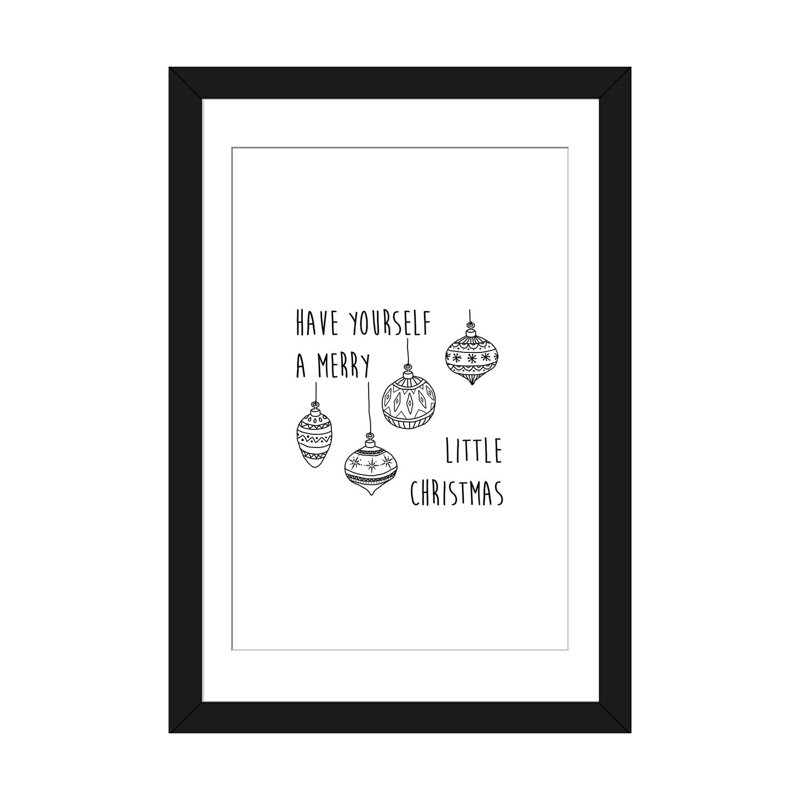 « vous avez un joyeux », art textuel sur toile, H 32 po x l 24 po x P 1 po, Papier d'art encadré noir, Blanc