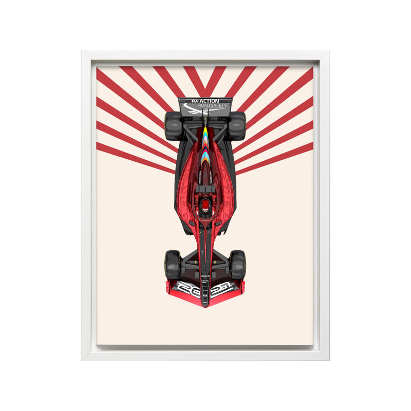 Voiture de course n ° 3, Canvas, White Framed, 11"H x 14"W