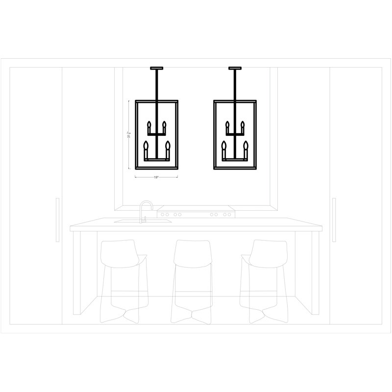 Moffet Street 8 - Light Dimmable Lantern Square / Rectangle Chandelier, Washed Pine, 31.13" H x 19' W x 19" D, No