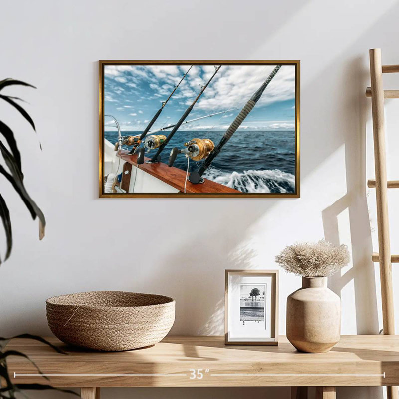 Pêche au thon espagnol, 19 po x 13 po, Cadre flottant doré