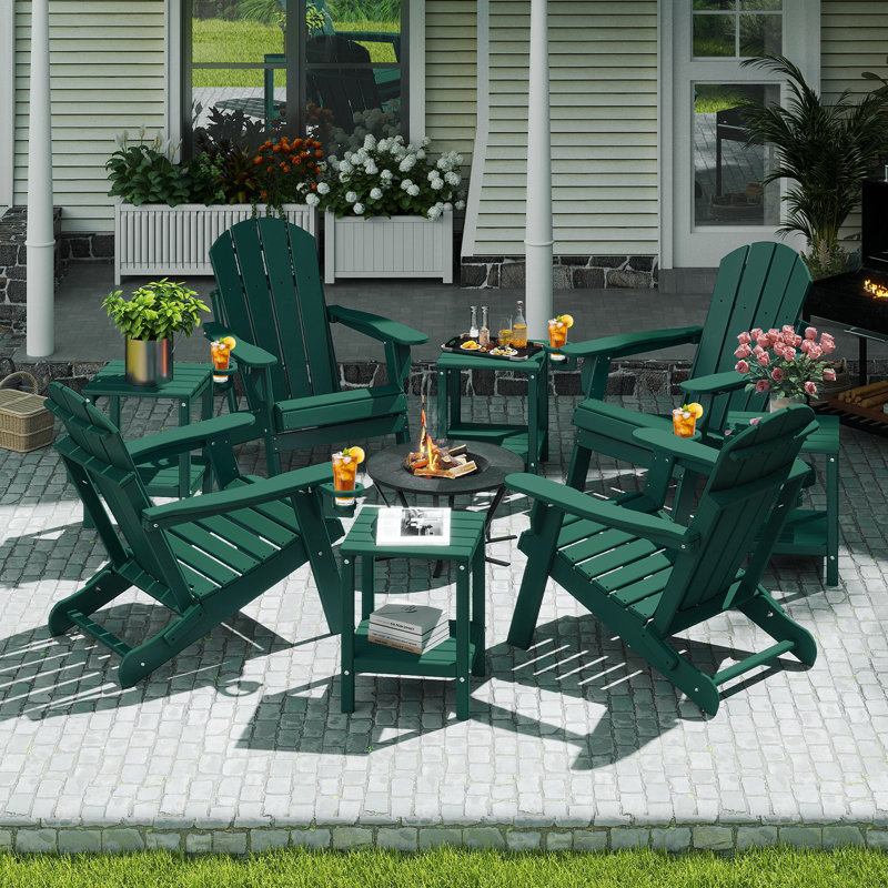 Ensemble de 4 tables d'appoint pour l'extérieur en PEHD 14 * 13 po à 2 niveaux, Vert