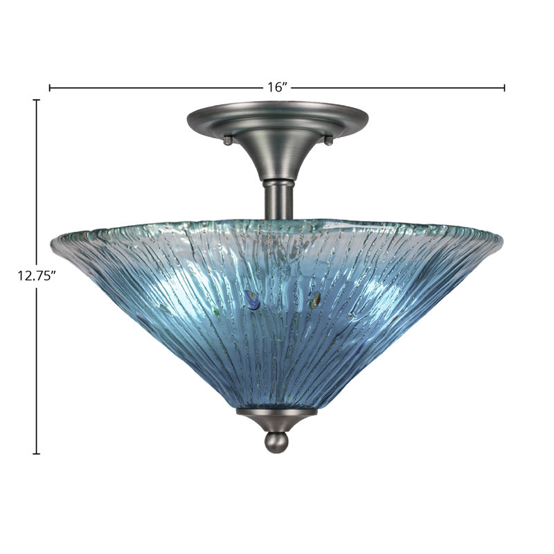 Plafonnier semi-encastré 2 lumières, Bleu, Gris