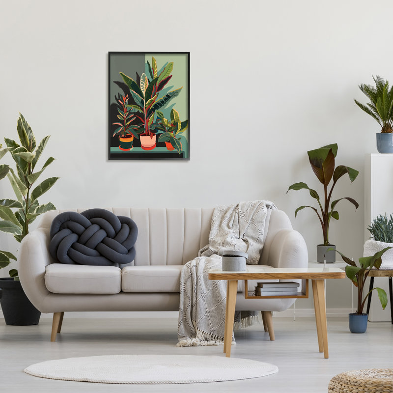 Az-509-Plantes en pot modernes encadrées par Ziwei Li, Giclée encadrée noir minuit, H 30 po x l 24 po x P 1,5 po