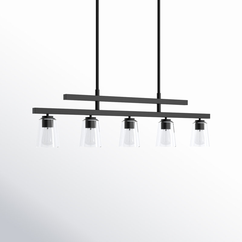 Macklin Kitchen Island Linear Chandelier in Matte Black, Matte Black