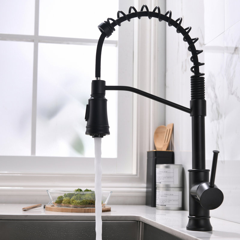 Robinet de cuisine noir rétractable - pour éviers en laiton massif contemporain