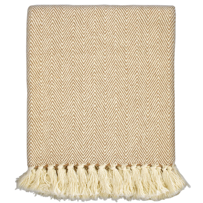 Hand Woven Throw Blanket, 50" W x 60" L, Taupe