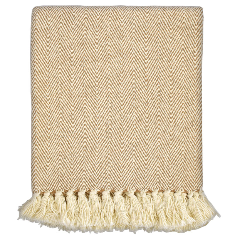 Hand Woven Throw Blanket, 90" W x 100" L, Taupe