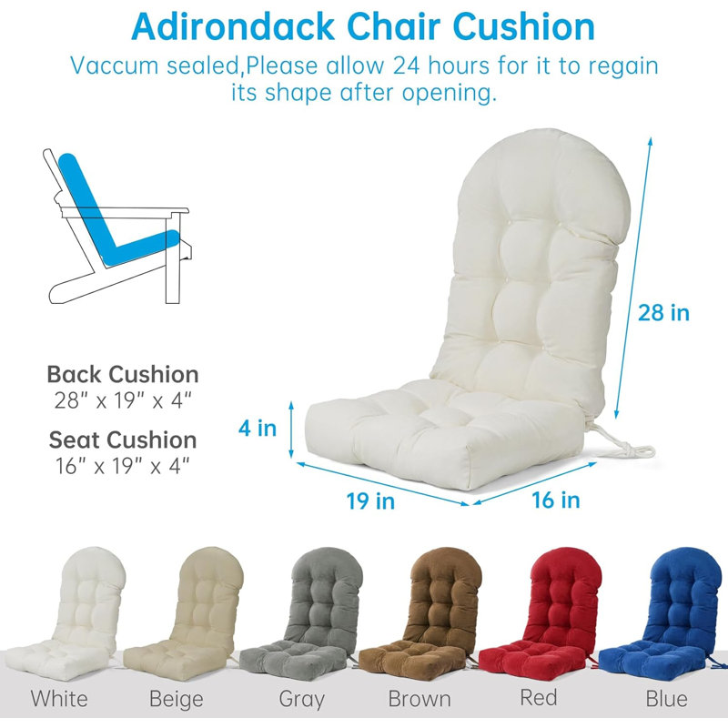 Rocking Chair Cushions Set - Non-Slip Adirondack Chair Cushions