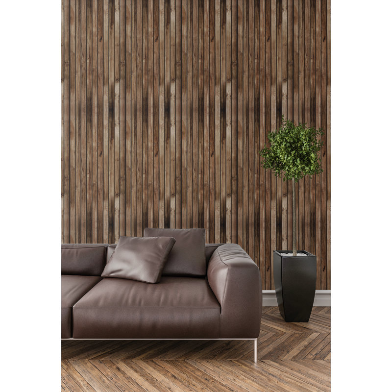 3D Wall Panels, Natural Wood Effect Cladding Styrofoam (8-pack), Stained Wood