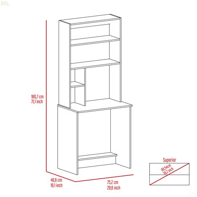 Black Wengue 4-Shelf Computer Desk With Hutch