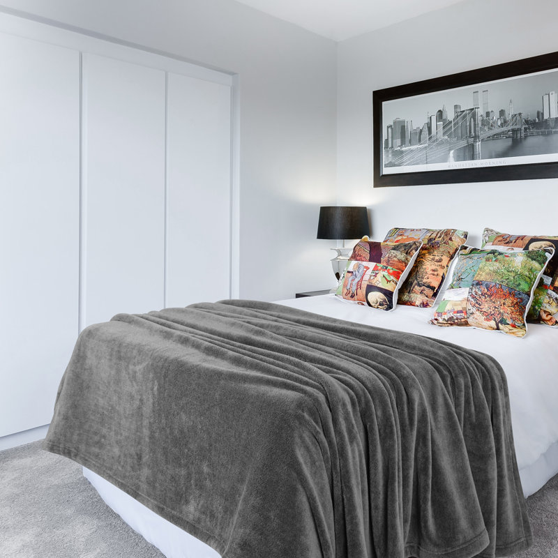 Jeté pour lit et canapé Bedding, Gris, Grand lit