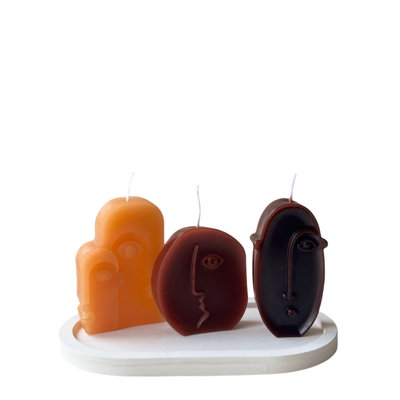 Ensemble de bougies élégantes en béton (4 pièces) - bougeoirs 100% béton, bougies de soja | Comprend 1 x 3 x 5 cm, 2 x 8 x 7 x 3 cm, 2 x 10 x 5 x 3 cm bougies, taille de la plaque: 7,1 x 3,5 x 0,8 pouces | Parfait pour la décoration intérieure et l