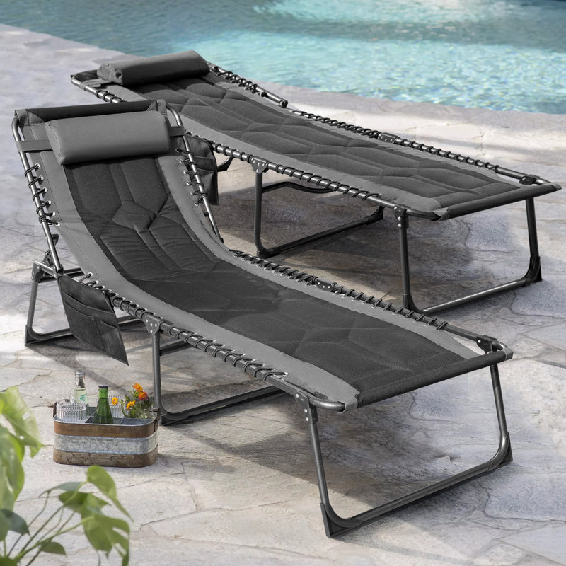 Chaise longue simple inclinable Daman, Gris