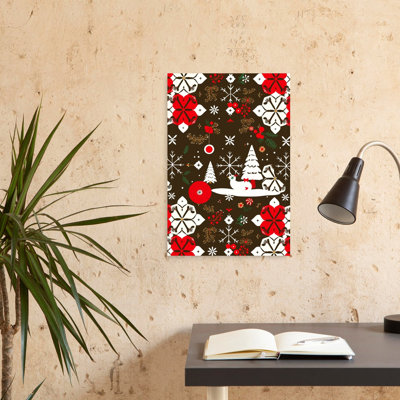 «Holiday Snowman Motif», reproduction d'art contemporain sur fond de pin contemporain contemporain