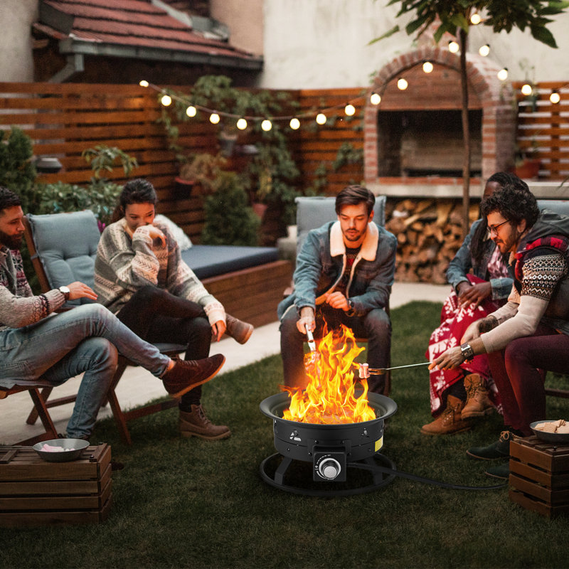 Propane Fire Pit Outdoor Portable Gas Fire Pit for Heating 58000 BTU, 15.6" H x 24.2" W x 24.2" D
