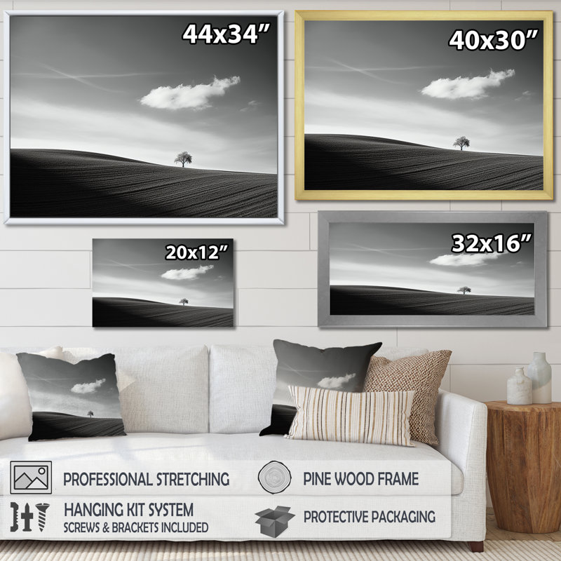 " Modern Scandinavian Scenery Photography " Print, Black Single Picture Framed, 12" H x 20" W x 1" D