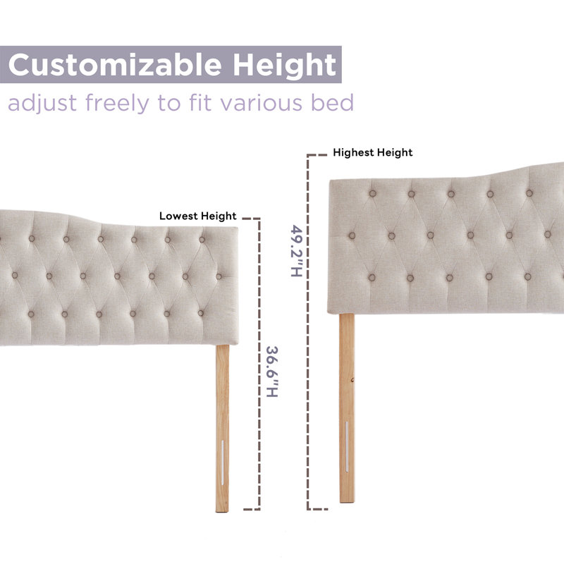 Aveigha Upholstered Headboard, Beige Linen, King