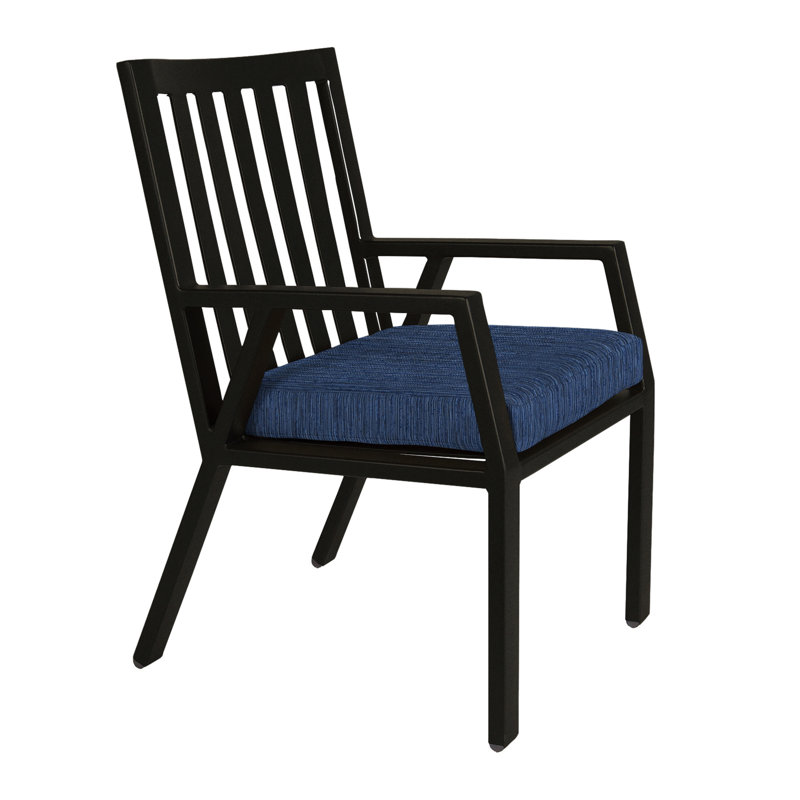 Aris Outdoor Dining Armchair, Carbon Black, Flagship Stone Sunbrella®