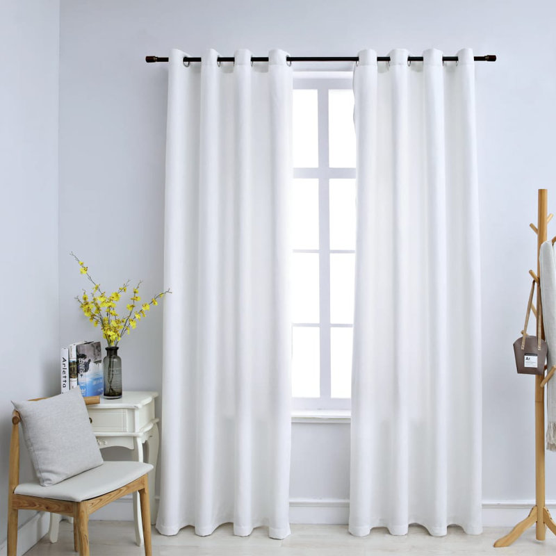 Azurah Blackout Curtain Pair, Off white, Width 140 x Drop 245cm