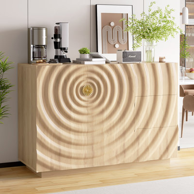 47.2" Wide Sideboard Buffet Cabinet With 2 Doors And 3 Drawers, Adjustable Shelves