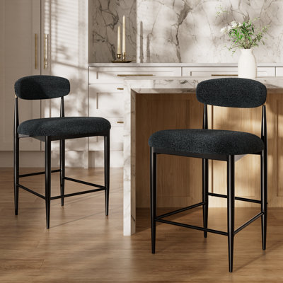 Velora 25.8" H Upholstered Counter Stool with Metal Frame (Set of 2)