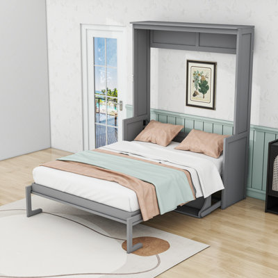 Queen Murphy Bed with Desk, LED Lights, and USB Charging