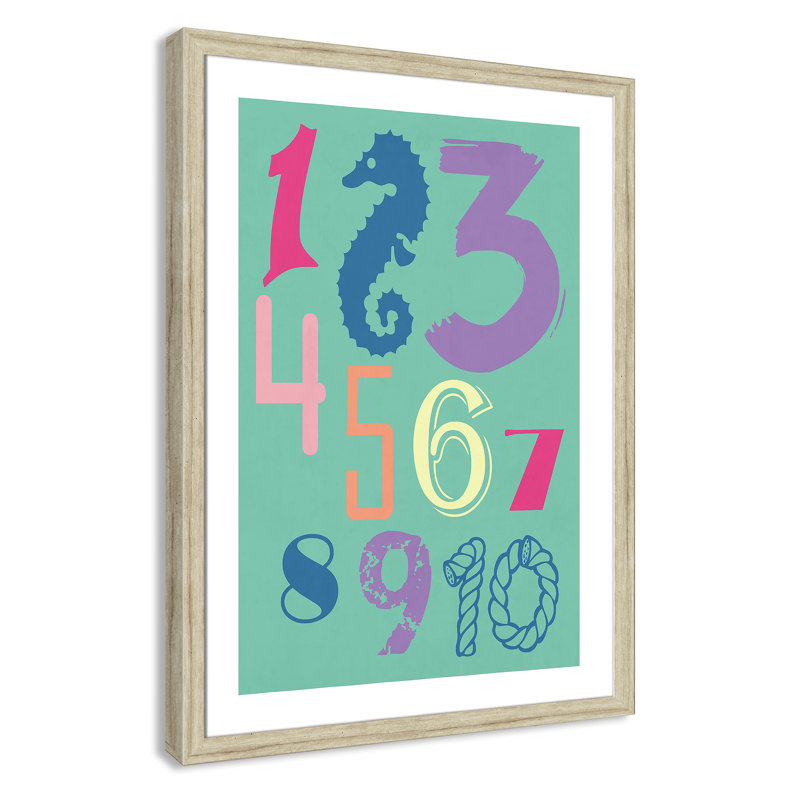 123 Education, 36.5" H x 26.5" W x 0.63" D, Beige Framed