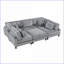 Ensemble de canapé modulaire 6 pièces avec repose-pieds, 7 coussins | Velours côtelé gris ardoise | Salon | Modulaire | Bois massif, contreplaqué