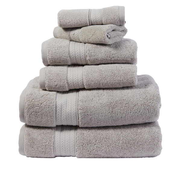 Organic Turkish Cotton 800-Gram Grey Towels, Set of 6