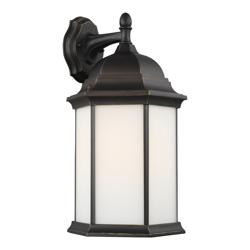 Lanterne murale d'extérieur Sevier, Oui, Bronze antique avec abat-jour givré, H 23,25 po x l 12,5 po x P 12,5 po