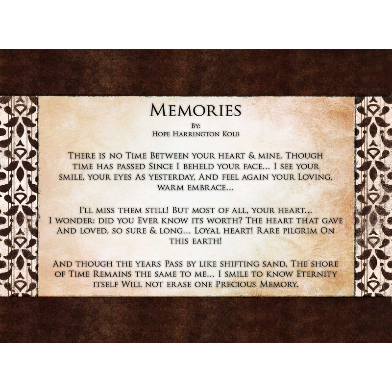 «Memories Hope House Poem», reproduction sur toile tendue, H 24 po x l 32 po