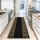 Forestview Geometric Tufted Black/Gold Area Rug