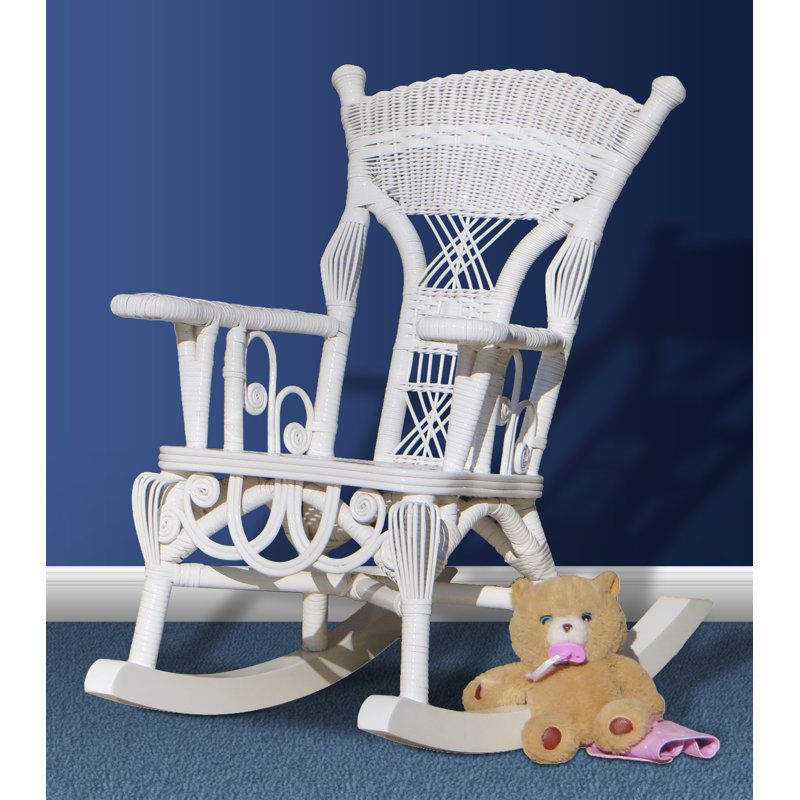 Deas Kid's Wicker Rocking Chair, White