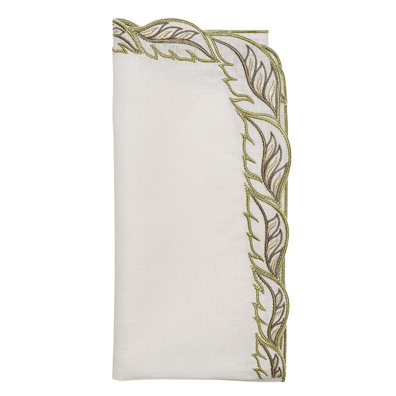 Winding Vines Napkin, White/Green