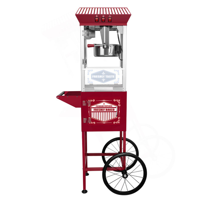 Machine à maïs soufflé de style cinéma XH-P831-P avec chariot et bouilloire de 12 onces
