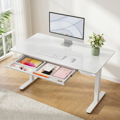 Adjustable Height Glass Steel Standing Desk