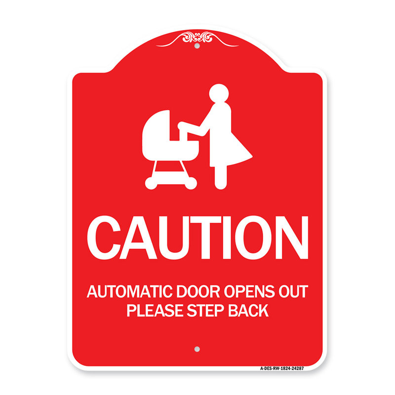 Enseigne Signmission Designer Series - Attention - La porte s'ouvre automatiquement Veuillez reculer avec le graphique / 24287