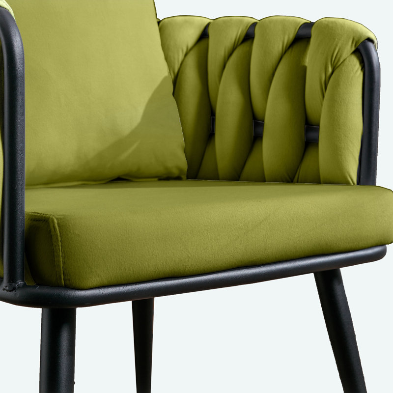 Maylyn 18'' H Tufted Velvet Armchair, Olive Green