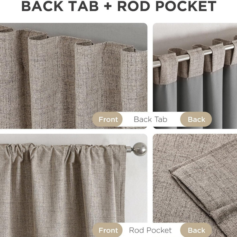 Faux Linen Blackout Curtain Panel Pair