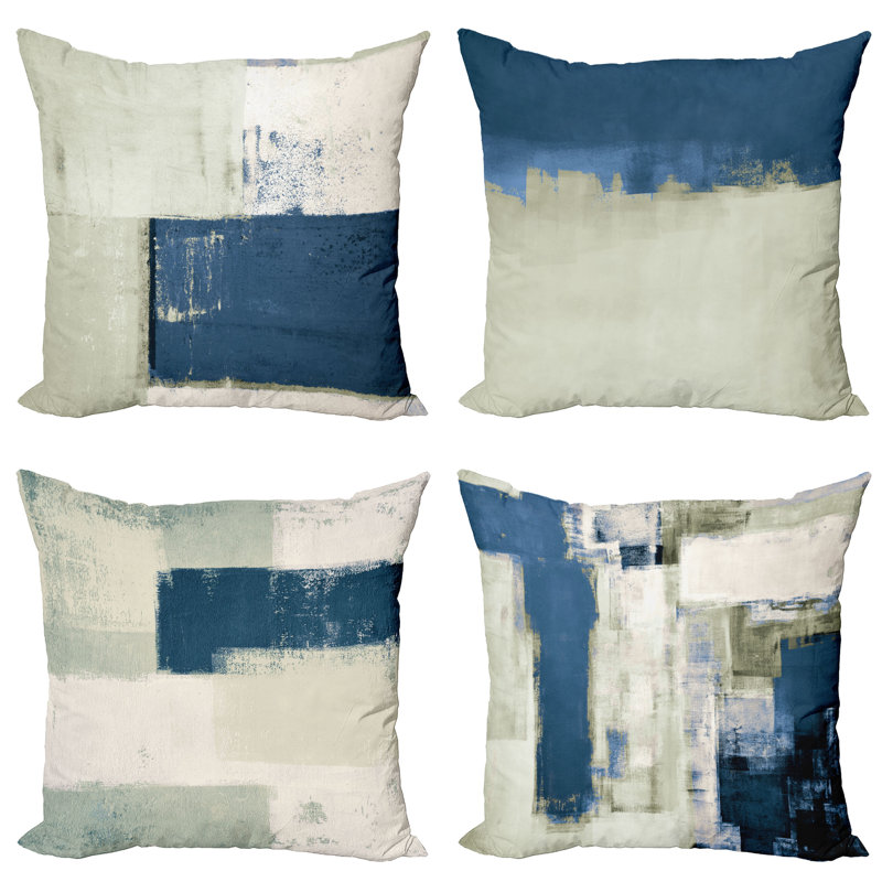 Reversible Pillow Cover, 20" H x 20" W, Sage Green / Petrol Blue