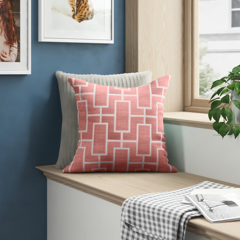 Palm Beach Geometric Reversible Throw Pillow, Coral, 18" x 18"
